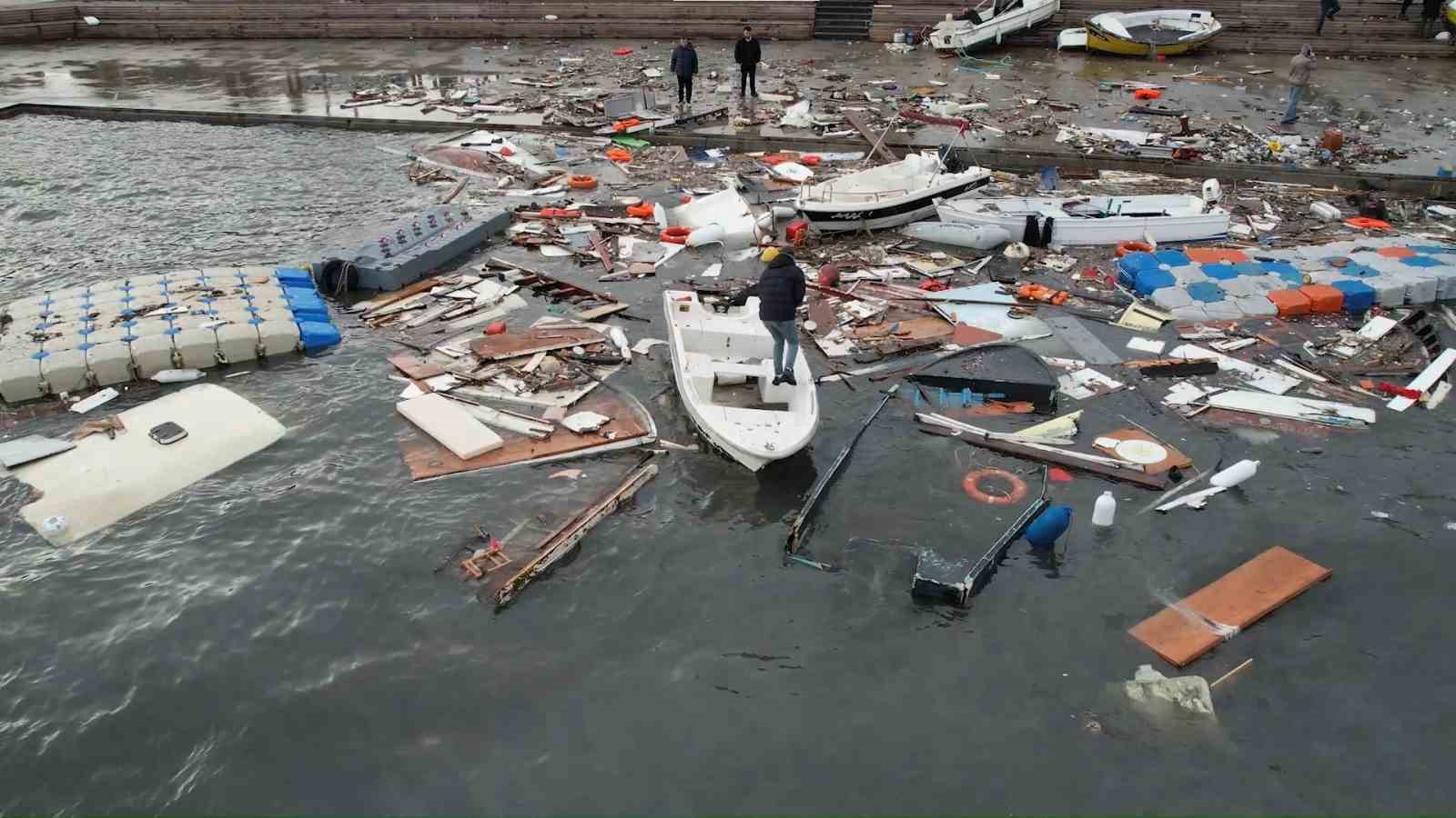 Tuzla’da fırtınanın ardından kalan manzara havadan görüntülendi
