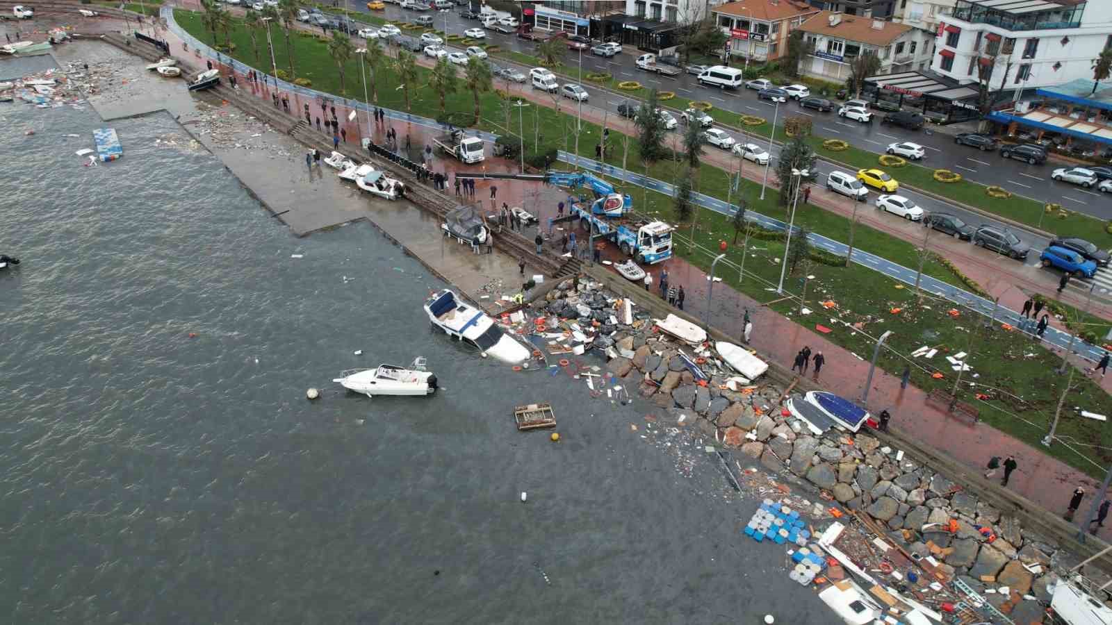 Tuzla’da fırtınanın ardından kalan manzara havadan görüntülendi

