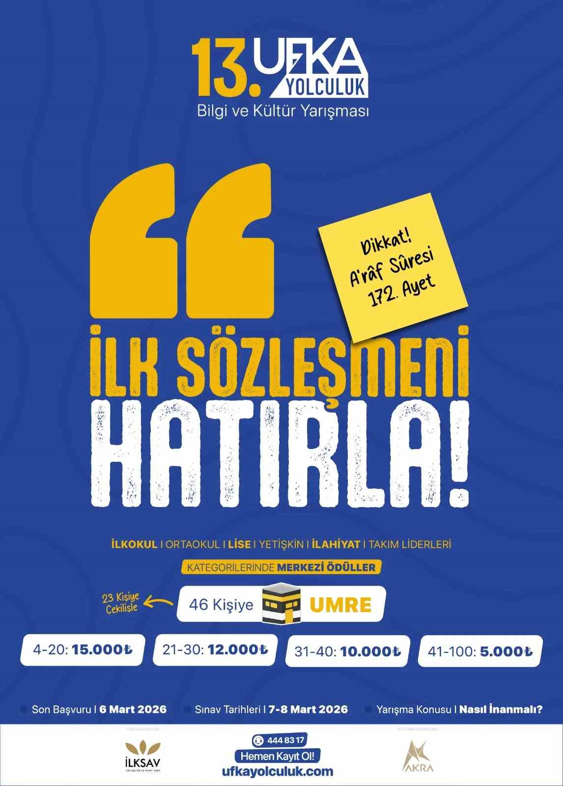Ufka Yolculuk Kitap Okuma Yarışması’nda 46 kişiye umre ve 6 milyon lira ödül
