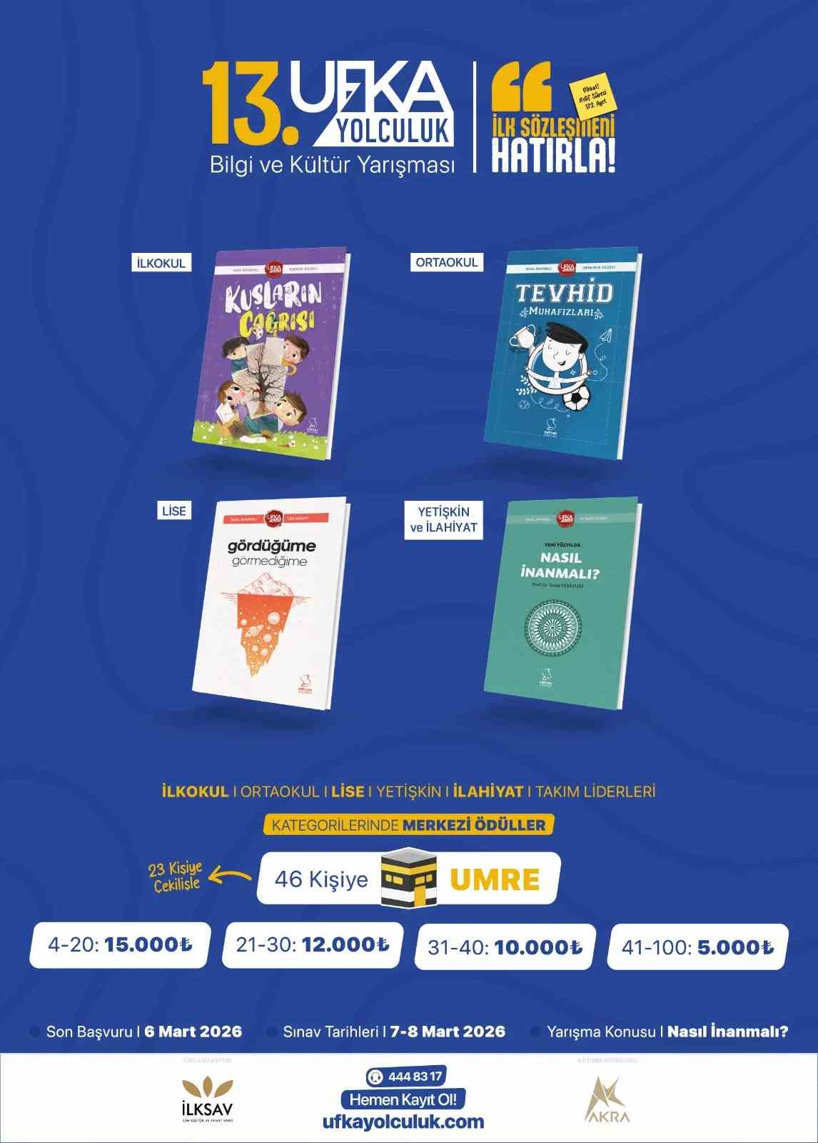 Ufka Yolculuk Kitap Okuma Yarışması’nda 46 kişiye umre ve 6 milyon lira ödül
