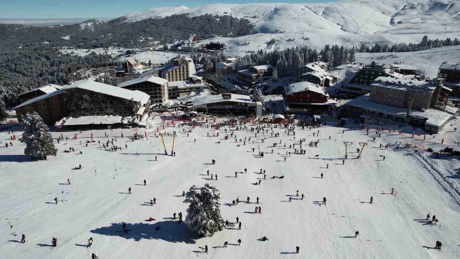 Uludağ’da sömestr yoğunluğu drone görüntülerine yansıdı
