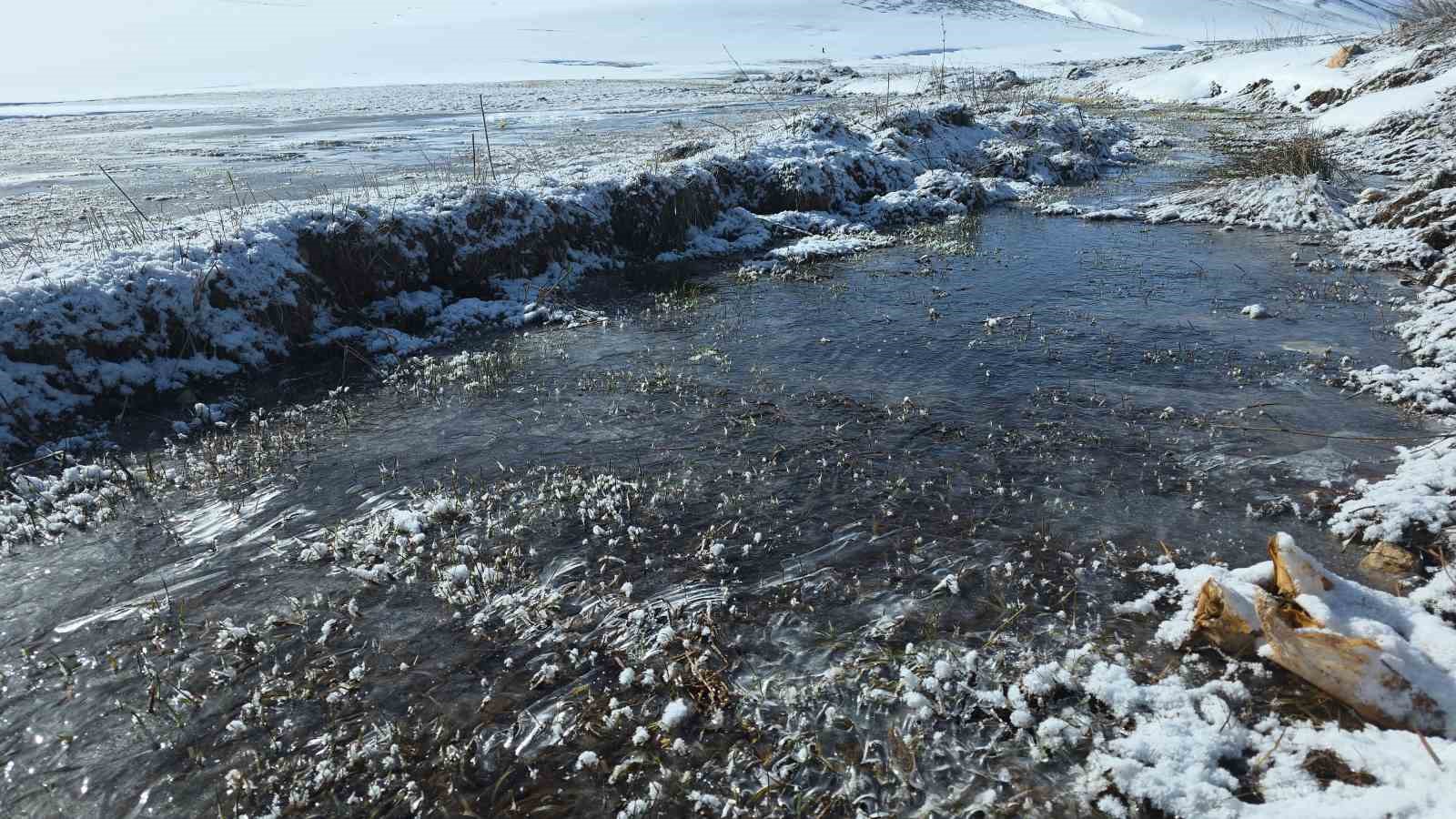 Van’da dondurucu soğuklar: Kar yağışı sonrası dereler buz tuttu
