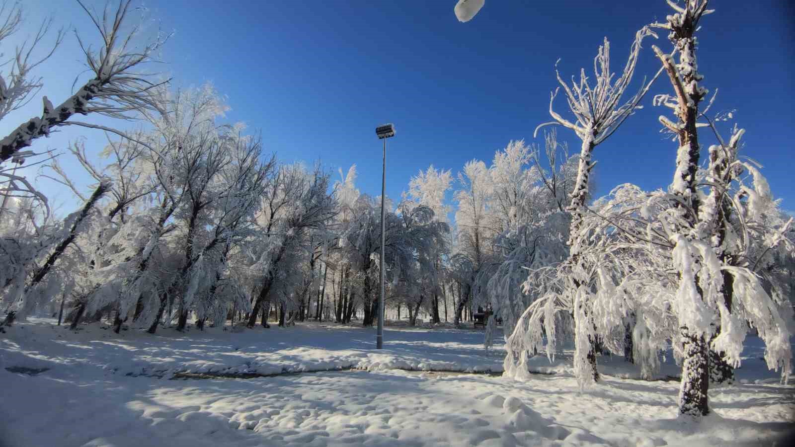 Van’da gece yağan kar kartpostallık manzaralar oluşturdu
