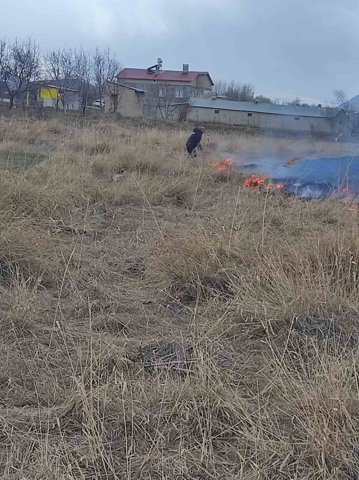 Van’ın Gevaş ilçesinde anız yangını
