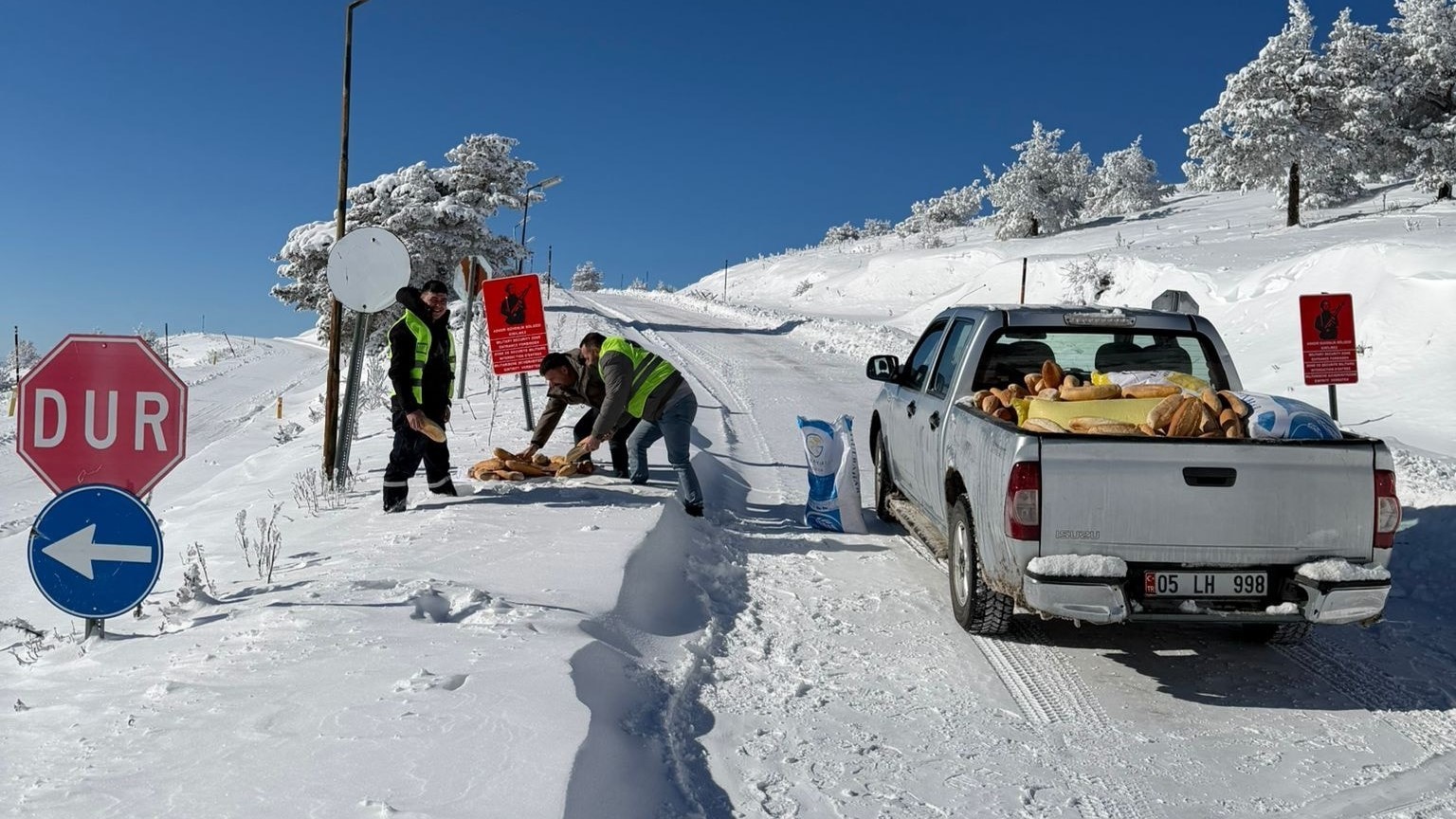 Yaban hayvanları için ormana yem bıraktılar
