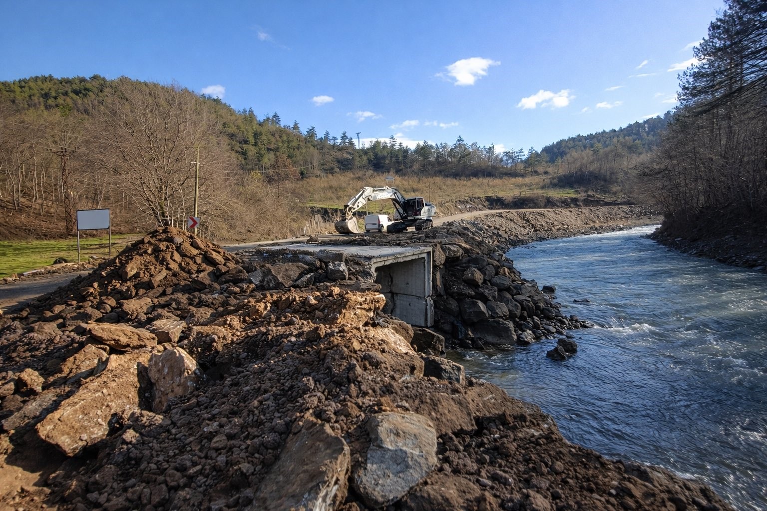 Yedigöller grup yolunda kutu menfezler yerleştiriliyor

