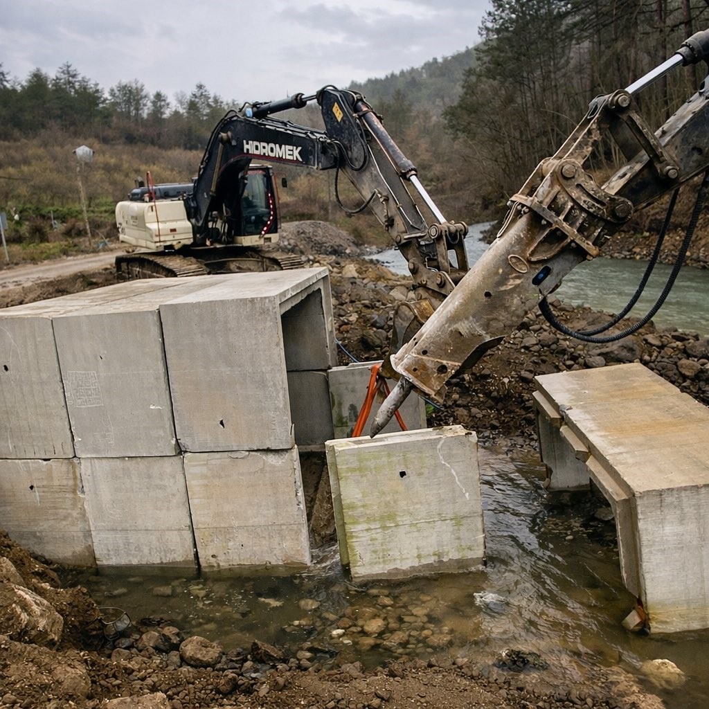 Yedigöller grup yolunda kutu menfezler yerleştiriliyor
