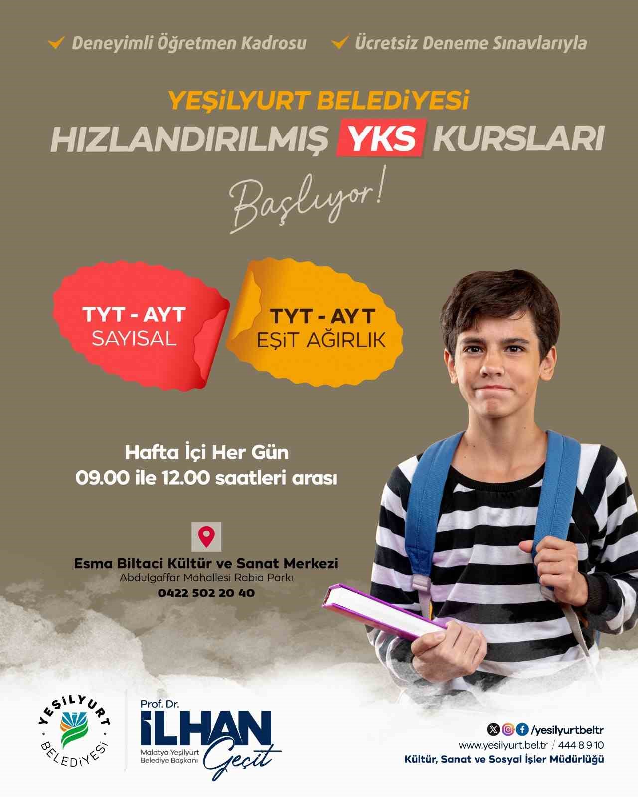 Yeşilyurt Belediyesi "Hızlandırılmış YKS Kursları" başladı
