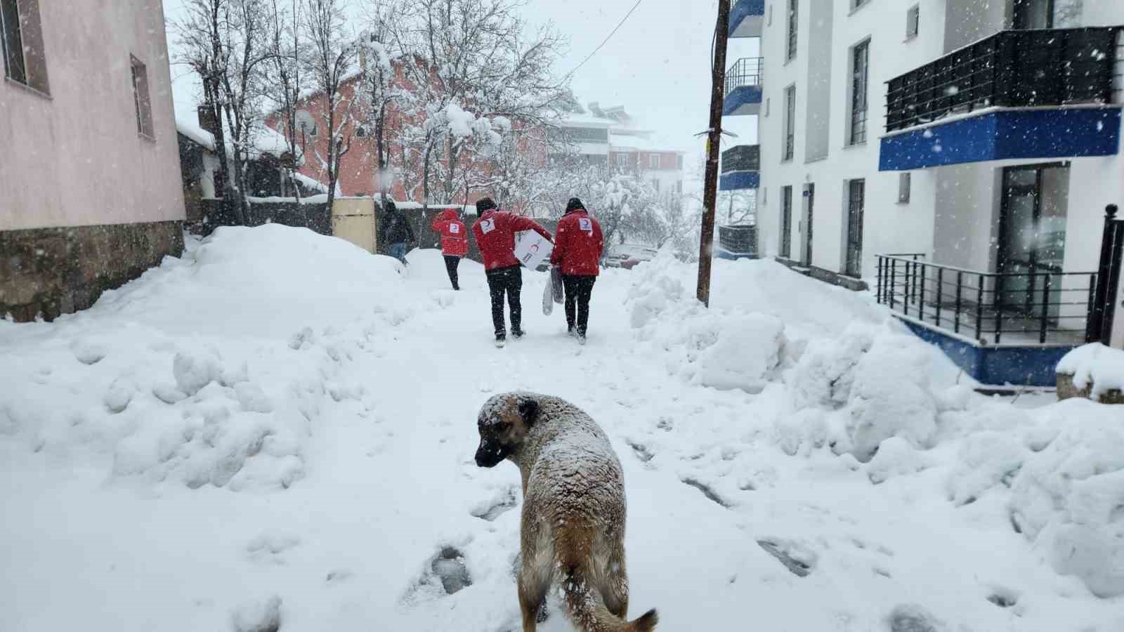 Yolda kalan Kızılay ekibi hasta yatağını kepçeyle ulaştırdı
