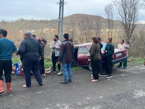 Yoldan çıkan otomobil elektrik direğine çarptı: 2 yaralı
