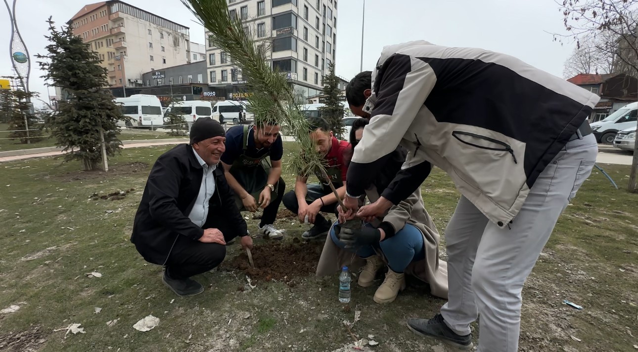 Yüksekovalı girişimci kadın çevreye dikkat çekmek için fidan dikti
