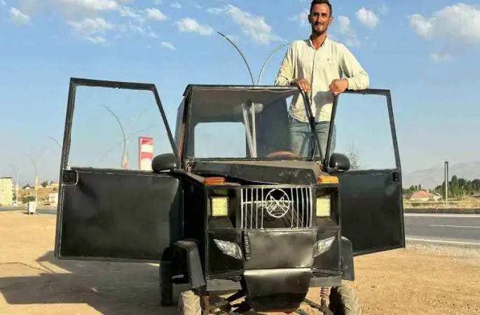 Mercedes alamayınca kendi arabasını yaptı