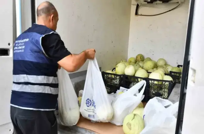 Tarlada kalan 300 ton kavun vatandaşa dağıtıldı