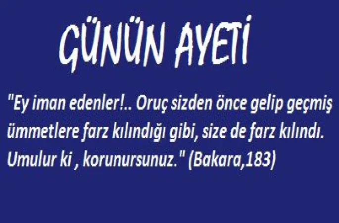 GÜNÜN AYETİ-1Ramazan 1441