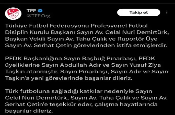 PFDK Başkanlığı’na Başbuğ Pınarbaşı atandı