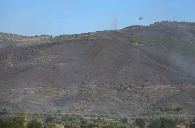 3 gündür devam eden orman yangını sonrası Ödemiş’in dağları siyaha büründü