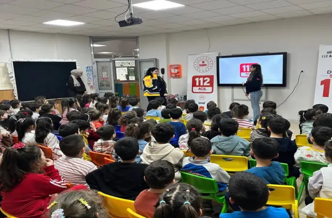 Adıyaman’da minik öğrencilere acil çağrı farkındalık eğitimi
