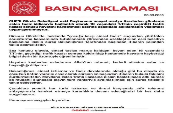 Aile ve Sosyal Hizmetler Bakanlığı: "Çocuklara yönelik istismar ve ihmal karşısında sıfır toleransla hareket etmeye devam edeceğimizi vurguluyoruz"
