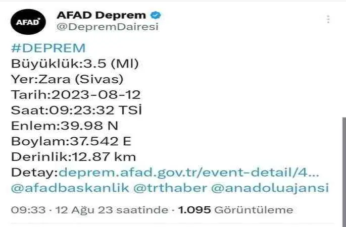 Sivas’ta korkutan deprem
