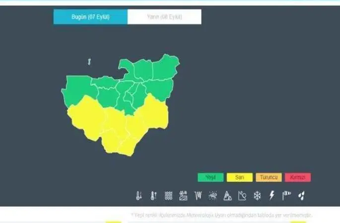 Meteoroloji'den Bursa'nın 6 ilçesi için sarı uyarı
