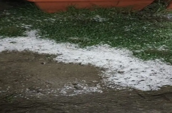 Bolu’da sabaha karşı yağan dolu yeşil alanları beyaza bürüdü
