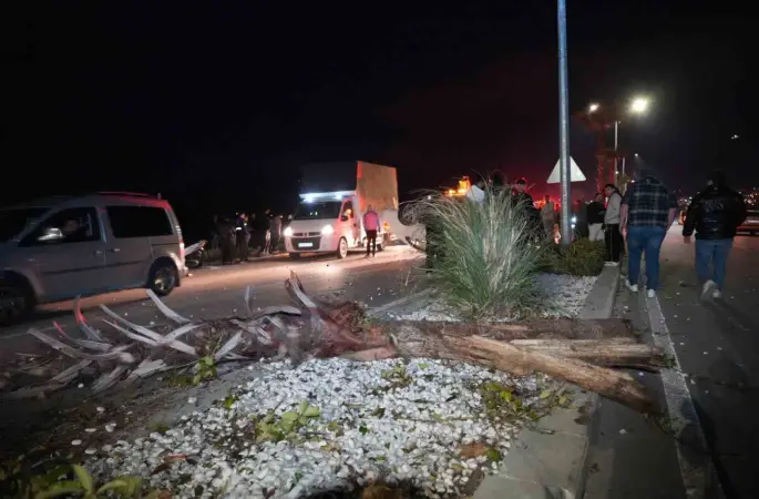 Çevre yolunda yarış yapan lüks araç hakimiyetini kaybetmesi sonucu önce refüjdeki ağaca ardından karşı şeride geçerek takla attı
