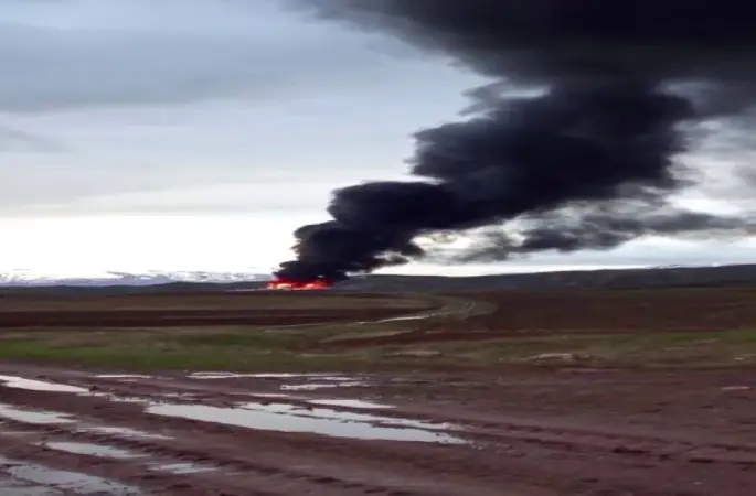 Çiftlik şantiyesinde yangın çıktı: Gökyüzü dumanla kaplandı
