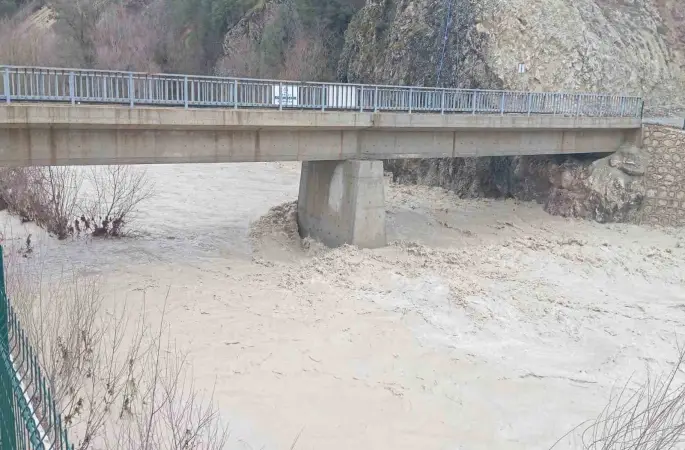 Denizli’de su seviyesi artan derelerde köprüler zarar gördü
