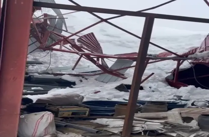 Derecik’te ahır çatısı çöktü
