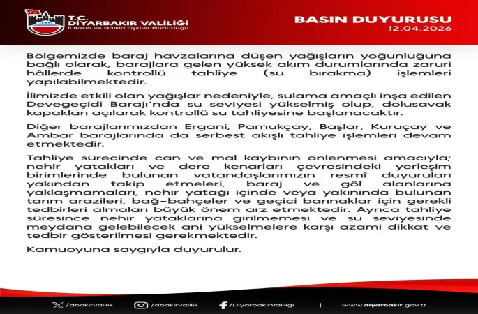 Diyarbakır’daki 5 barajda tahliye işlemi
