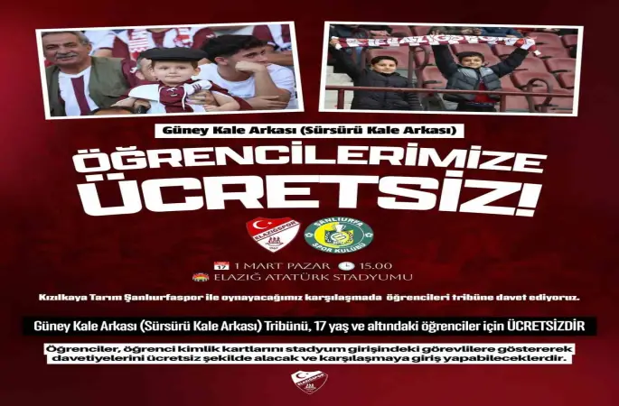 Elazığspor’dan 17 Yaş altı taraftarlara ücretsiz bilet
