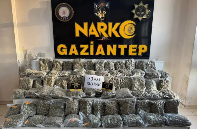 Gaziantep’te 34 kilo uyuşturucu ele geçirildi: 1 tutuklama
