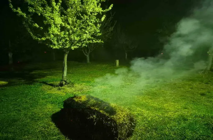 Iğdır’da çiftçiler meyve ağaçlarını dumanlama yöntemi ile soğuktan korudu
