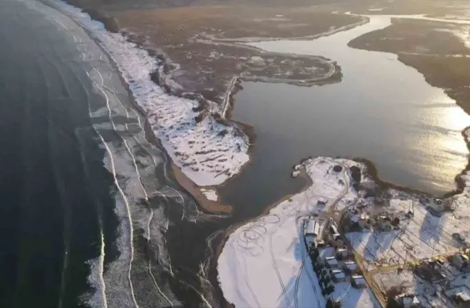 İğneada’da kar sonrası oluşan eşsiz manzaralar havadan görüntülendi

