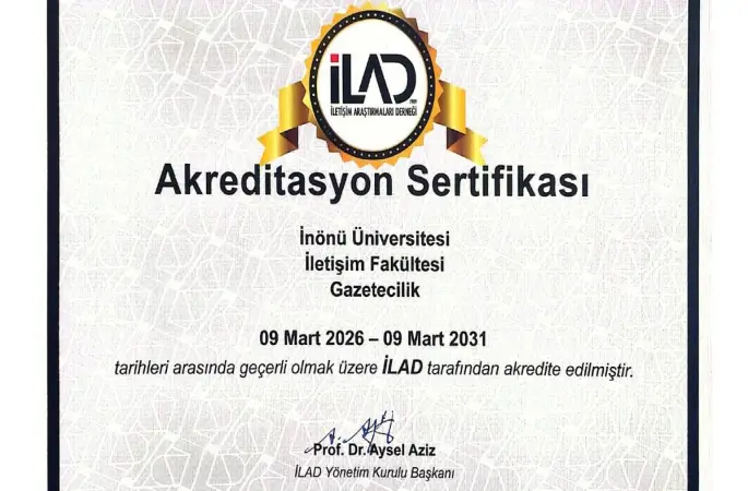 İnönü Üniversitesi gazetecilik bölümü 5 yıllık akreditasyon aldı
