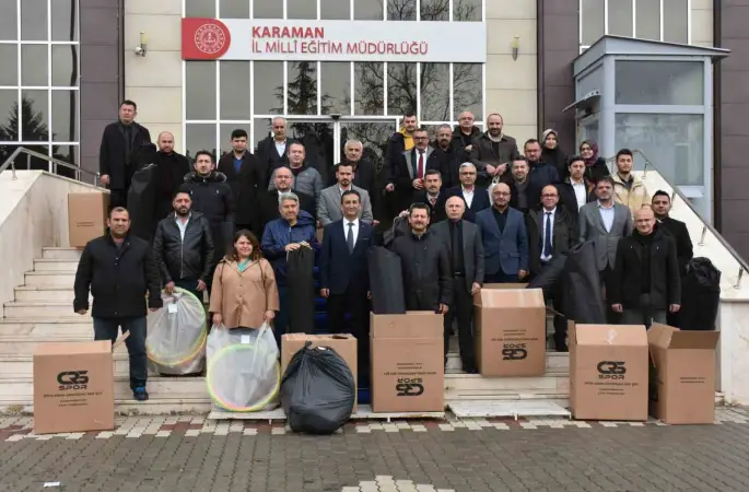 Karaman’da okullara spor malzemesi desteği
