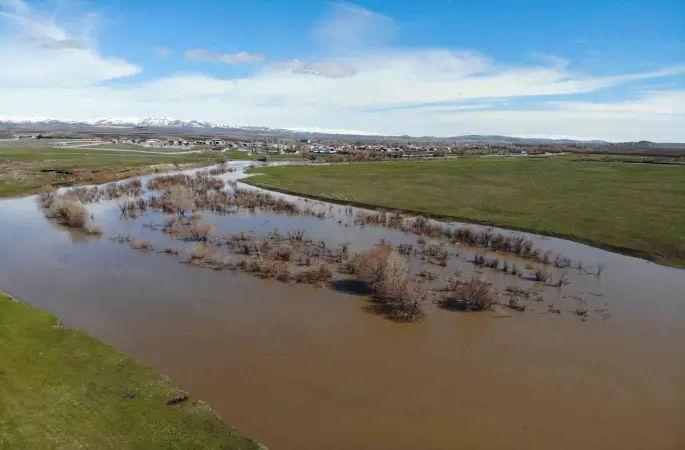 Kars Çayı taştı: Ağaçlar sular altında kaldı
