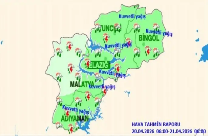 Meteoroloji 13. Bölge Müdürlüğünden, 4 ile kuvvetli yağış uyarısı
