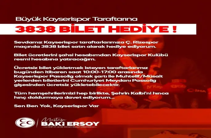 Milletvekili Ersoy’dan Kayserispor taraftarına destek
