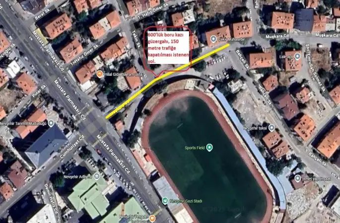 Nevşehir Bahçelievler Mahallesi’nde geçici trafik düzenlemesi
