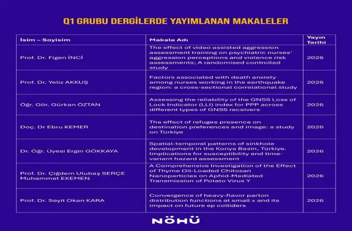 Niğde Ömer Halisdemir Üniversitesi akademisyenlerinden uluslararası yayın başarısı
