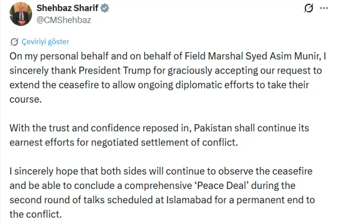 Pakistan Başbakanı Şerif’ten ABD Başkanı Trump’a ateşkes teşekkürü
