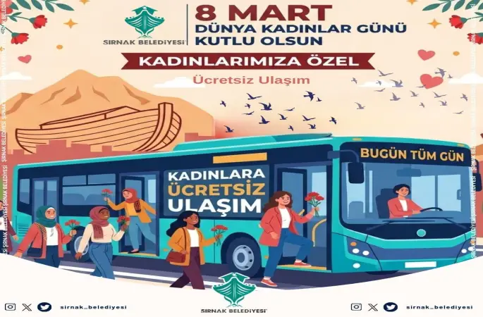Şırnak’ta 8 Martta kadınlara ulaşım ücretsiz
