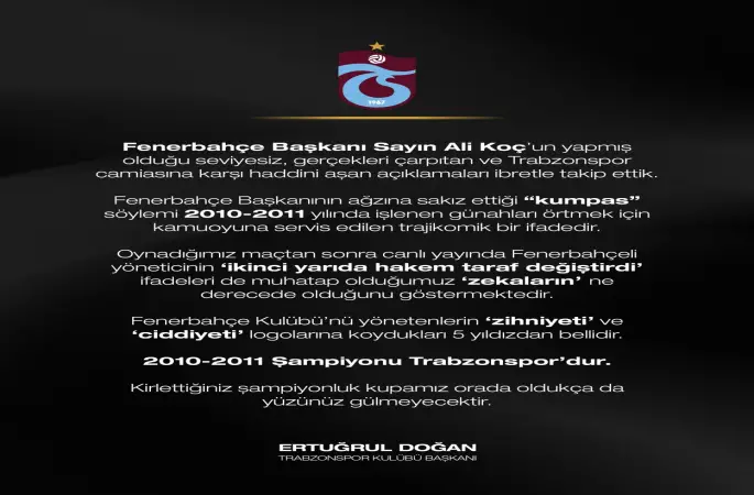 Trabzonspor Başkanı Ertuğrul Doğan’dan sert açıklama