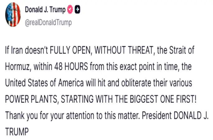 Trump, Hürmüz Boğazı’nı açması için İran’a 48 saat süre verdi
