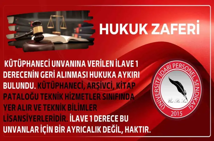 ÜNİPERSEN: "Kütüphaneci, arşivci ve kitap pataloğu unvanları için ilave 1 derece ayrıcalık değil, haktır"
