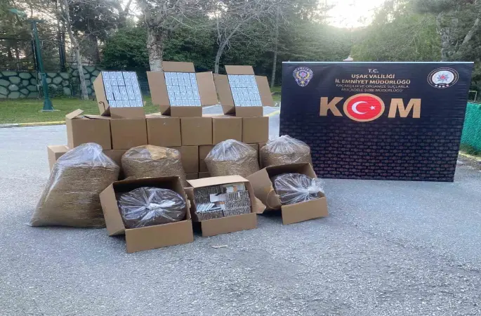 Uşak’ta çok sayıda kaçak makaron ve tütün ele geçirildi
