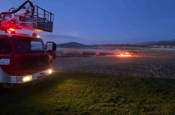 Van’da 2 farklı sazlık alanda yangın çıktı
