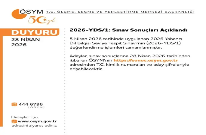 YDS sonuçları açıklandı
