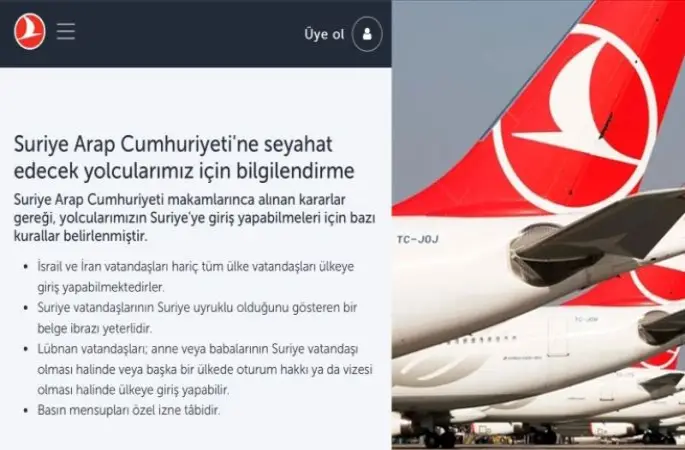 THY, Suriye’ye İran ve İsrail vatandaşlarını taşımayacak